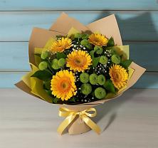 Букет цветов из:  Герберы и Хризантемы в Мамонтово Алтайский край