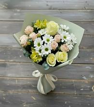 Букет цветов из:  Альстромерии, Розы и Хризантемы в Мамонтово Алтайский край