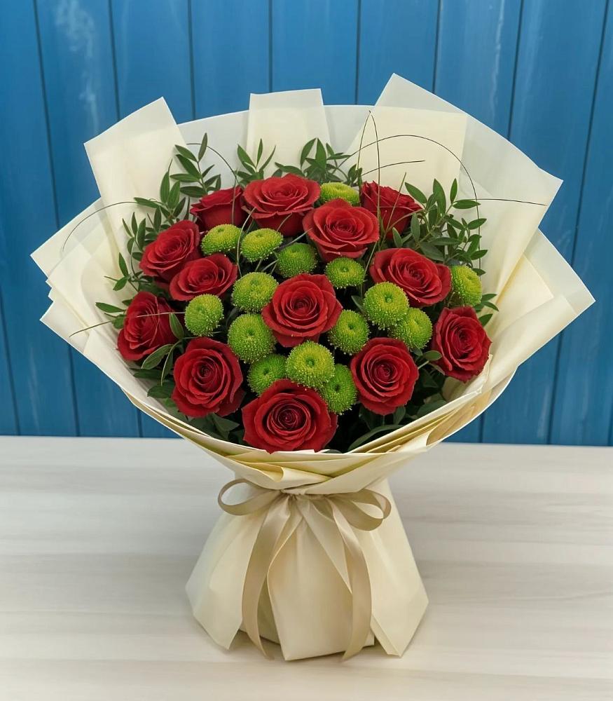 Букет цветов из: Розы и Хризантемы в Мамонтово Алтайский край